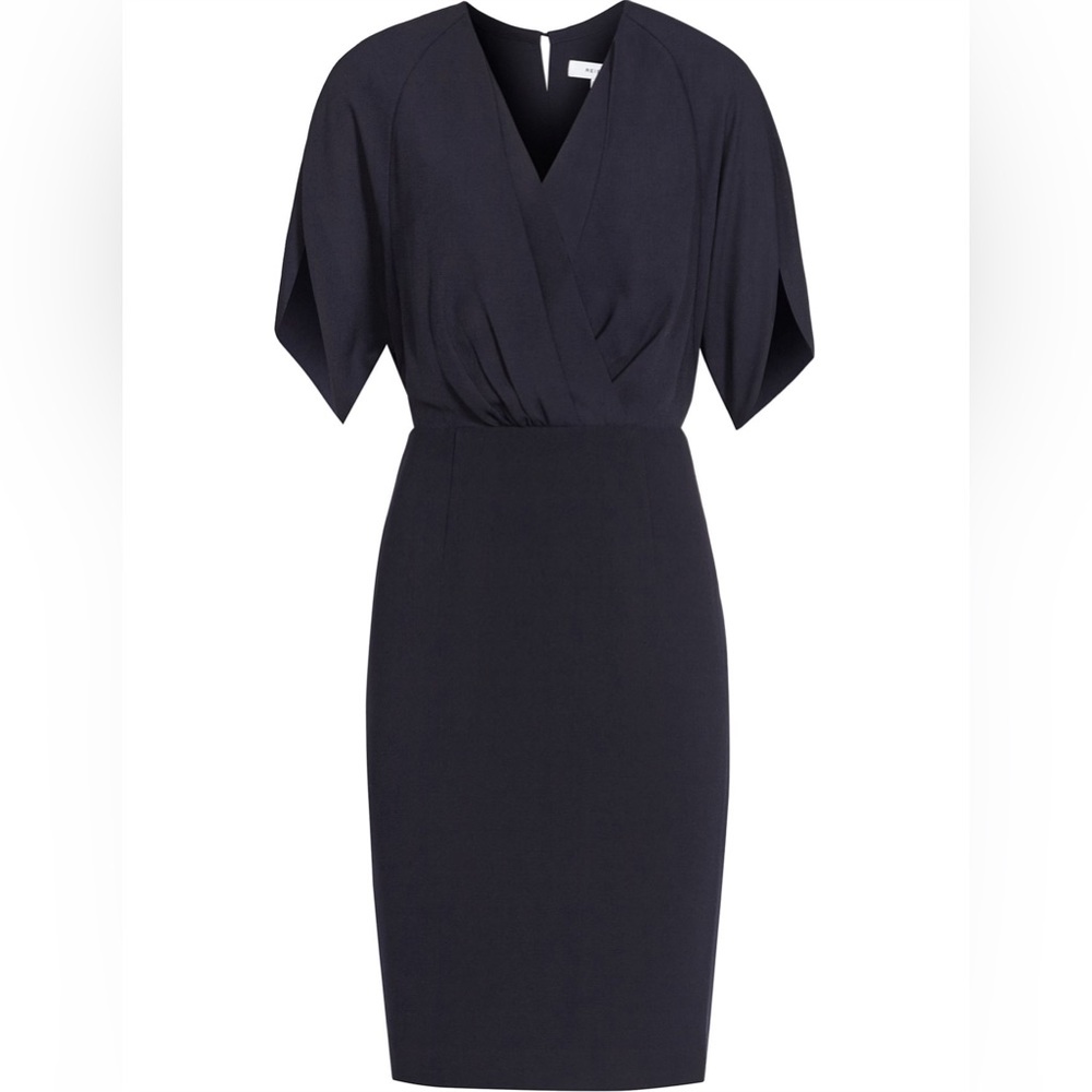 REISS: LYON-LASER CUT V-NECK DRESS